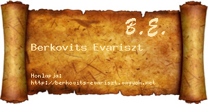 Berkovits Evariszt névjegykártya